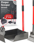 Pawler Pooper Scooper for Large Dogs | Long-Handle Rake, Spade & Extra Large Tray Set